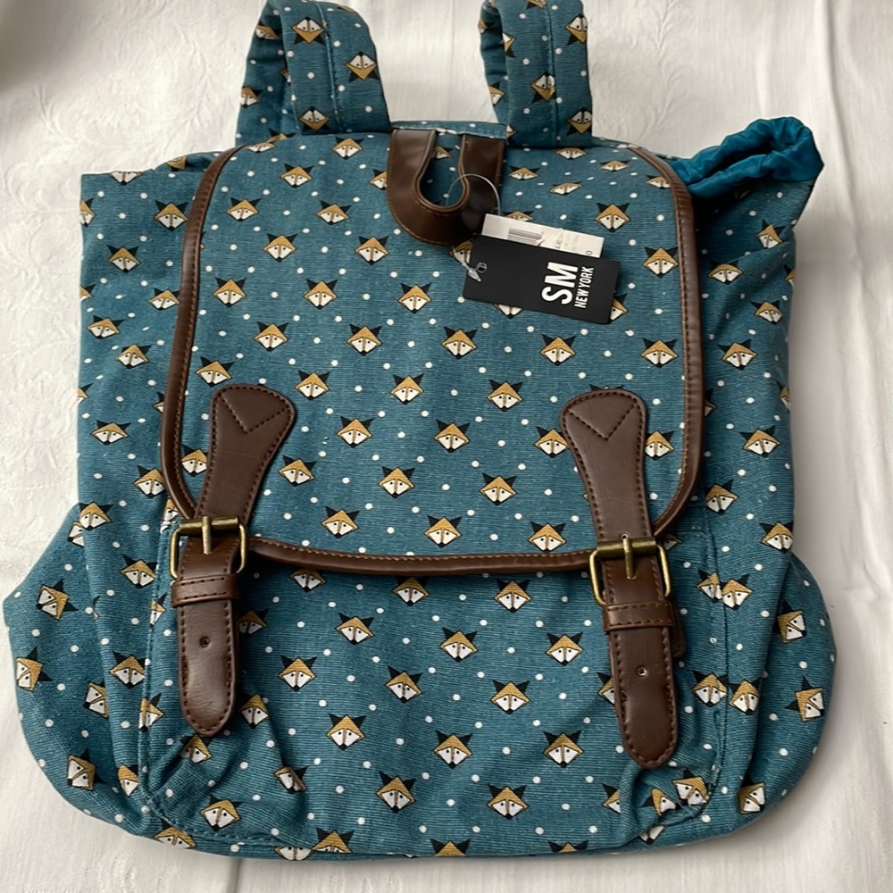 SM New York fox print backpack NWT
